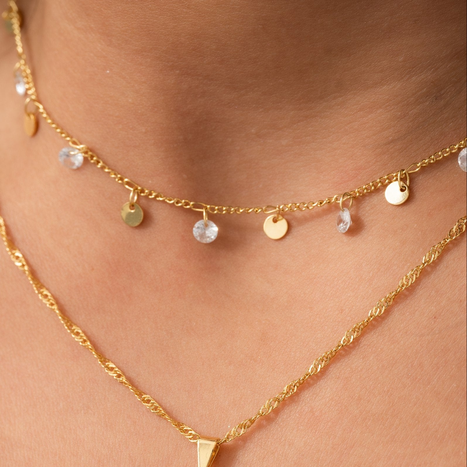 Cadena Cubana circonias 45 cm + extensor 5 cm