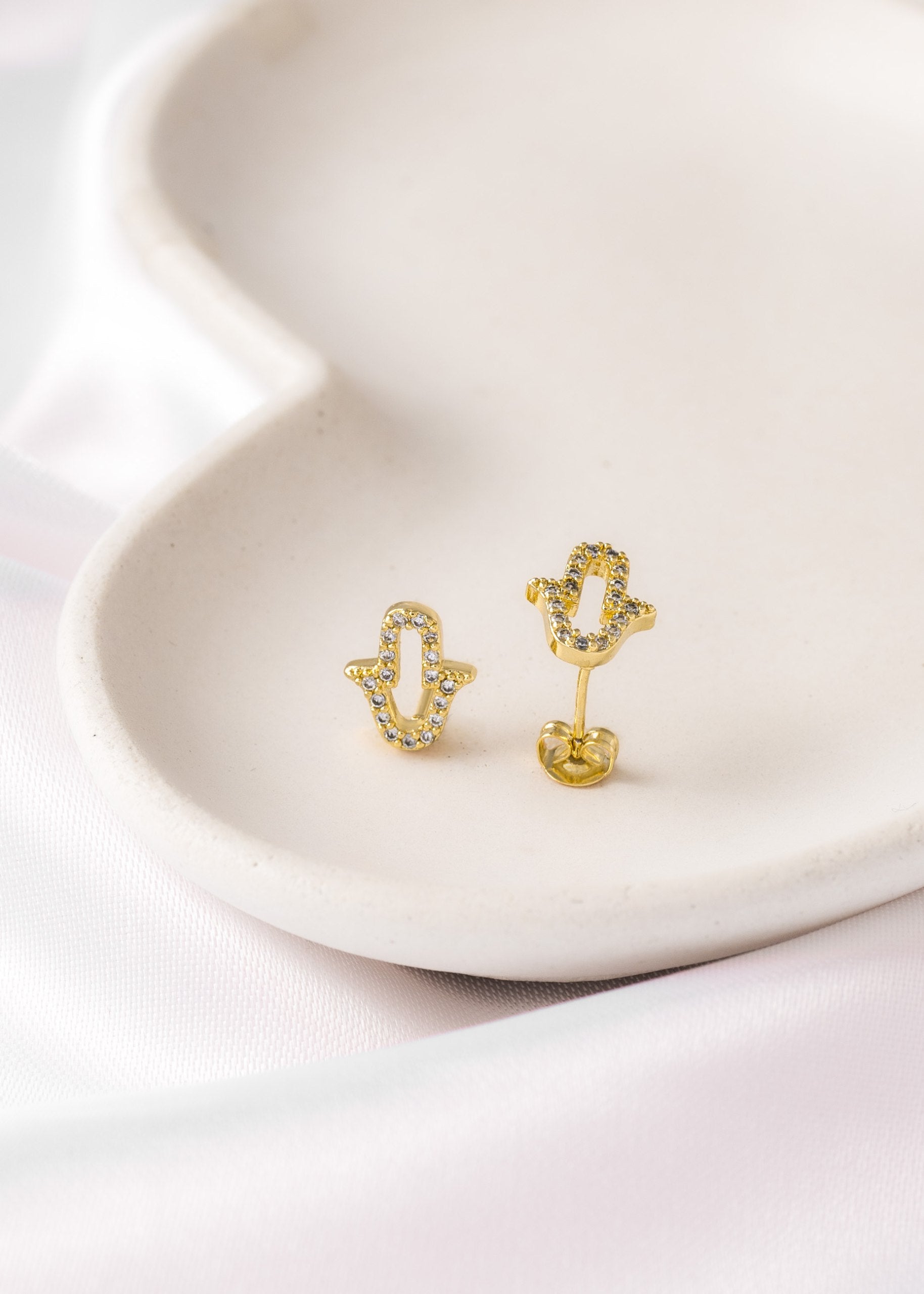 Aretes Mano Hamsa Circonias