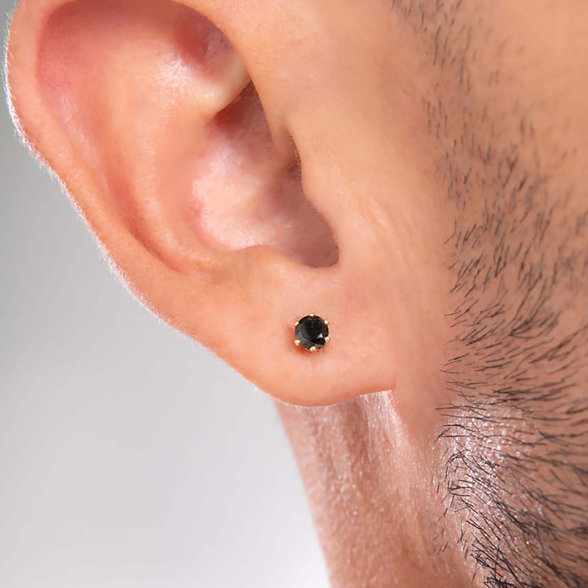 Aretes Topo Circon Redondo NEGRO