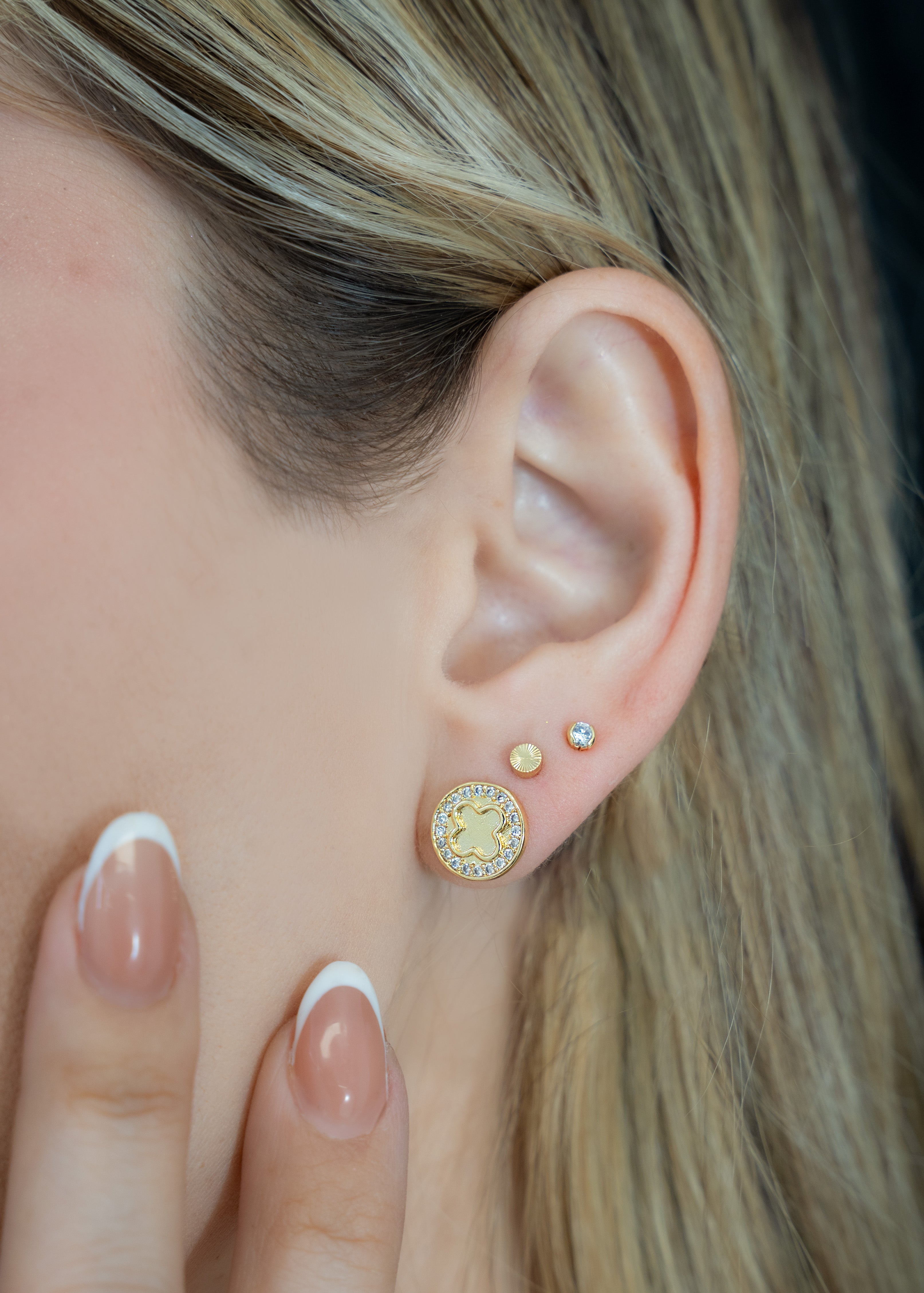 Aretes Clover Redondo Circonias 1 Cm