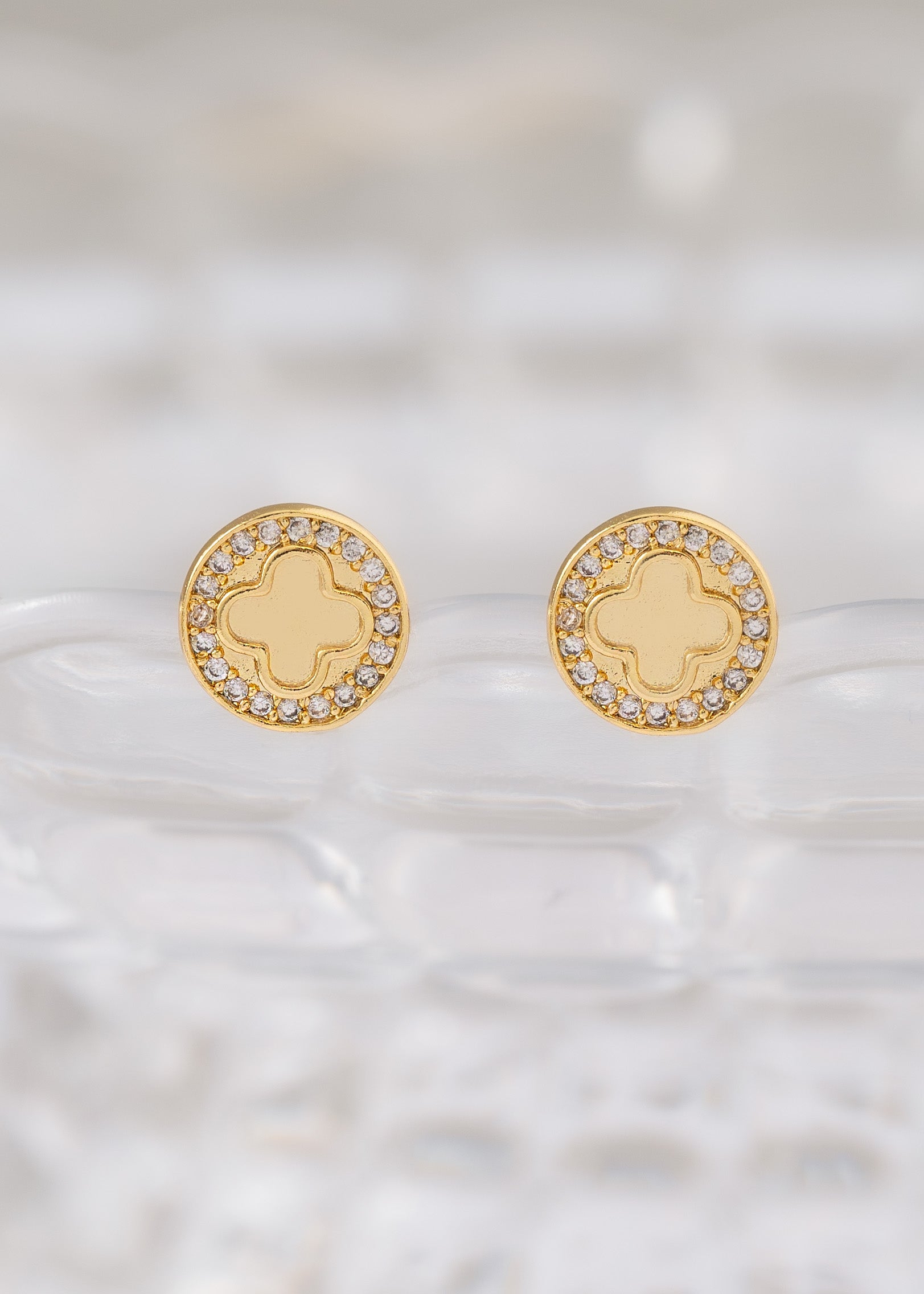 Aretes Clover Redondo Circonias 1 Cm