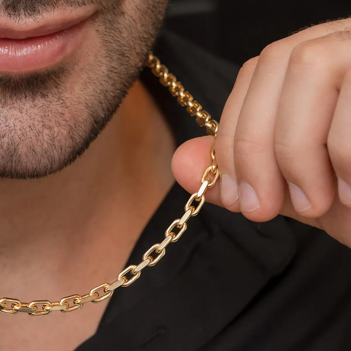 Cadena Aros Diamantada Gruesa 65 Cm