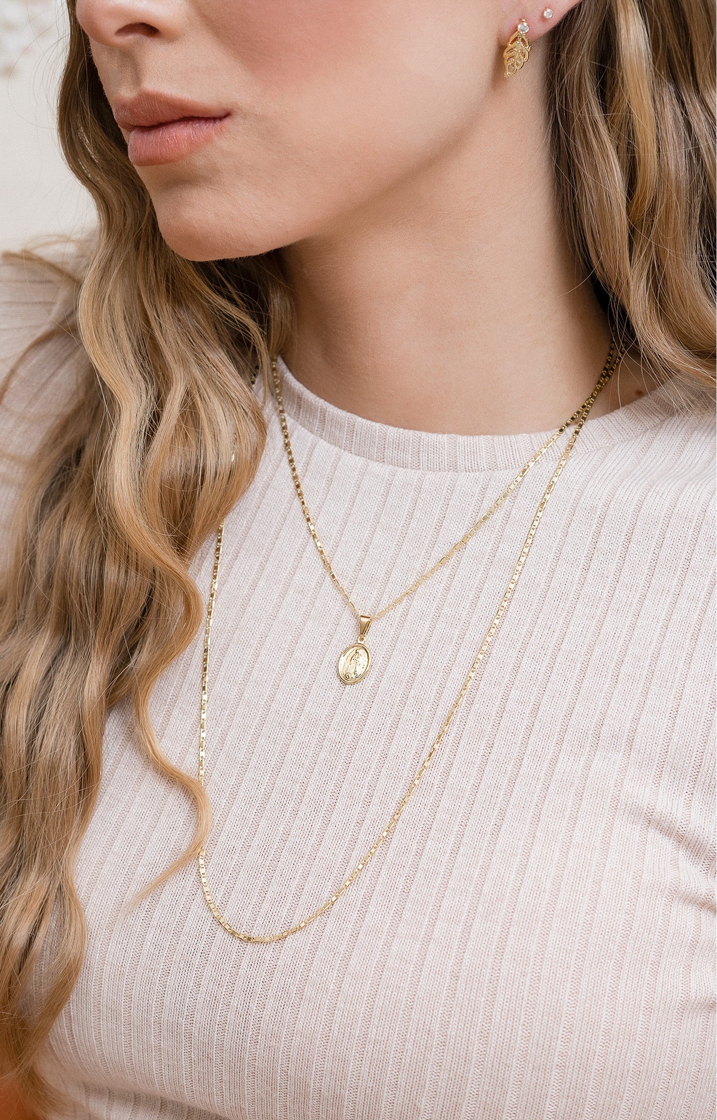 Cadena Escalera delgada Plana Lisa 65cm