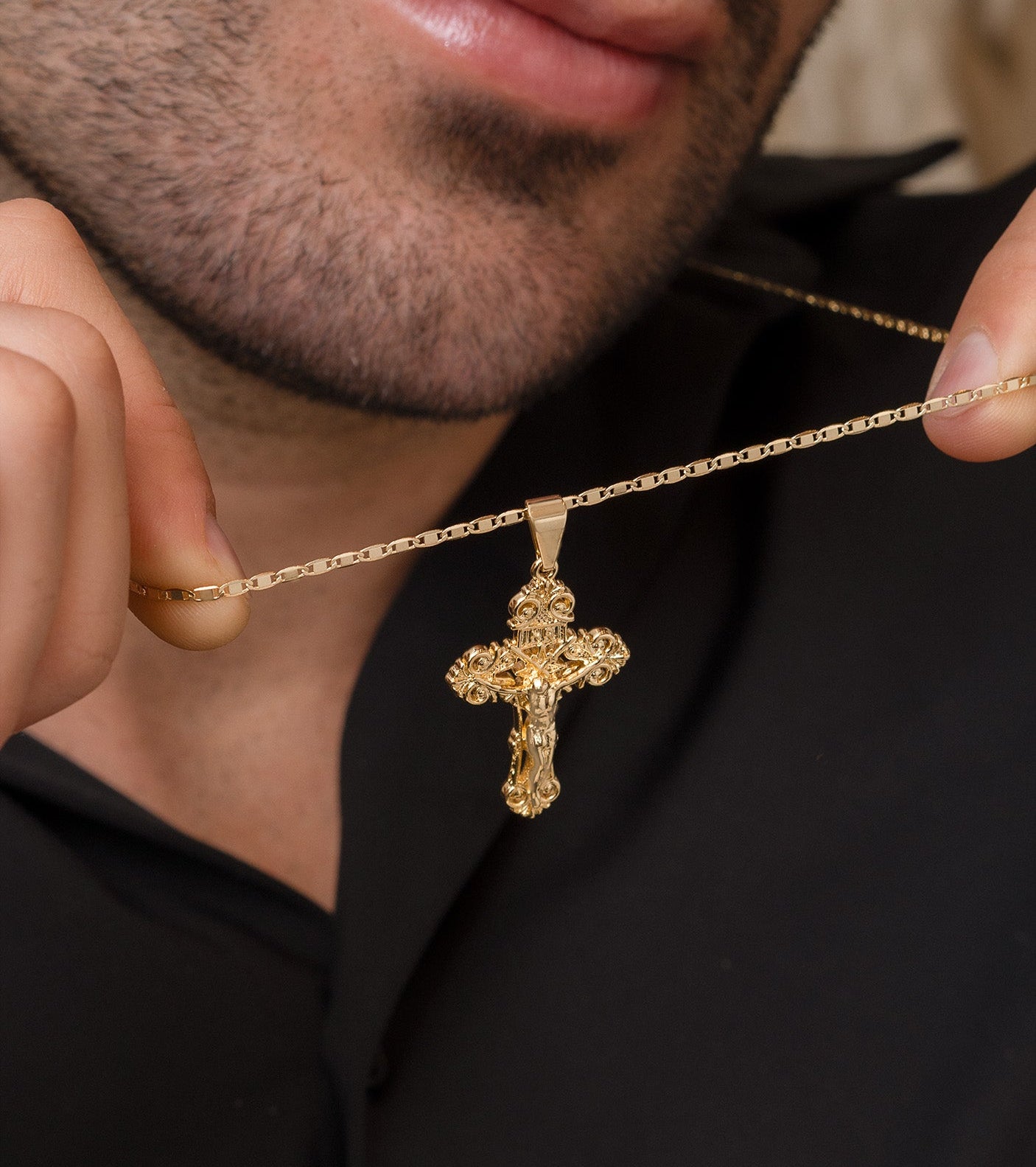 Cadena Escalera delgada Plana Lisa 65cm