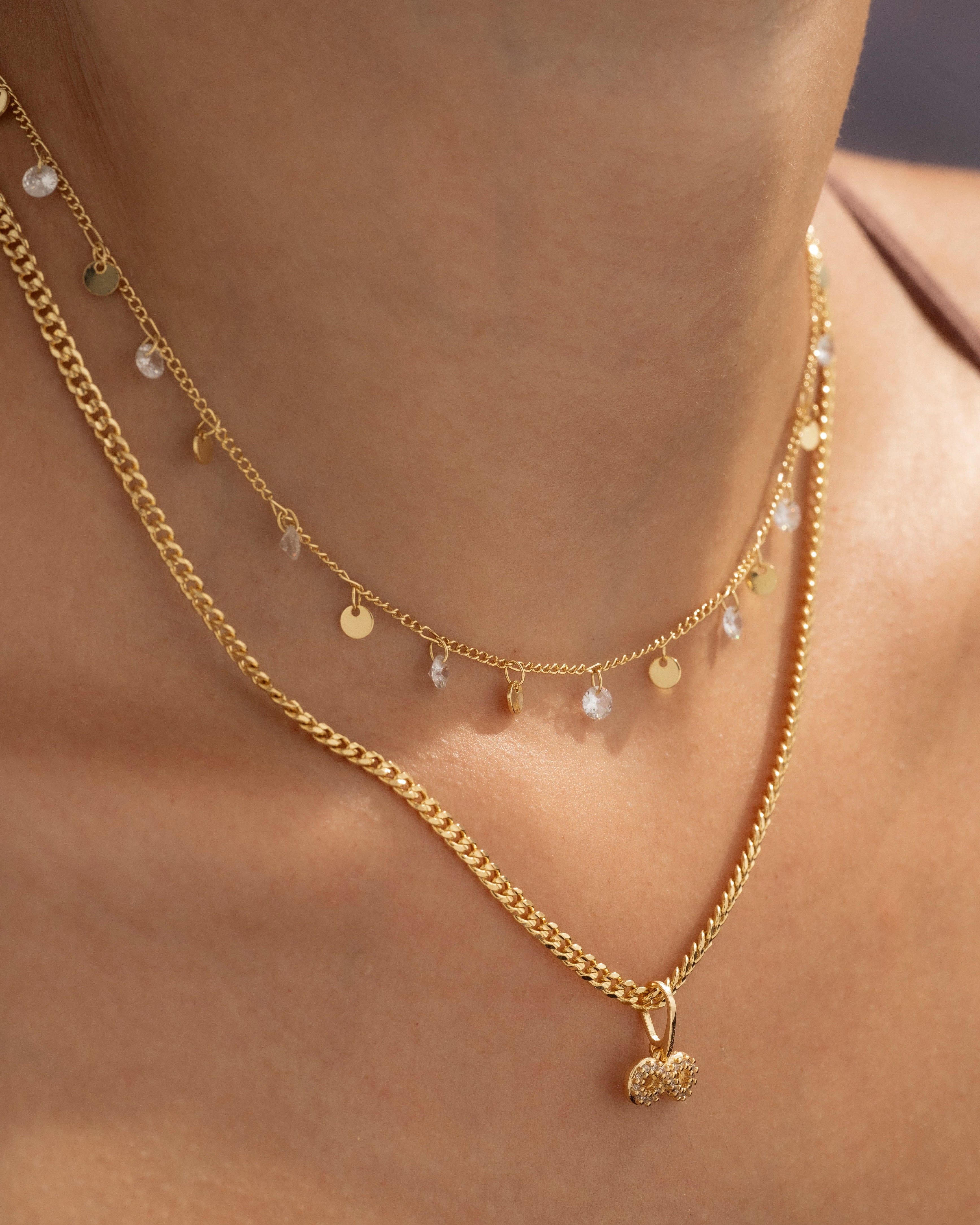 Cadena Cubana circonias 45 cm + extensor 5 cm