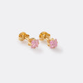 Aretes Topo Circon Cuadrado ROSA