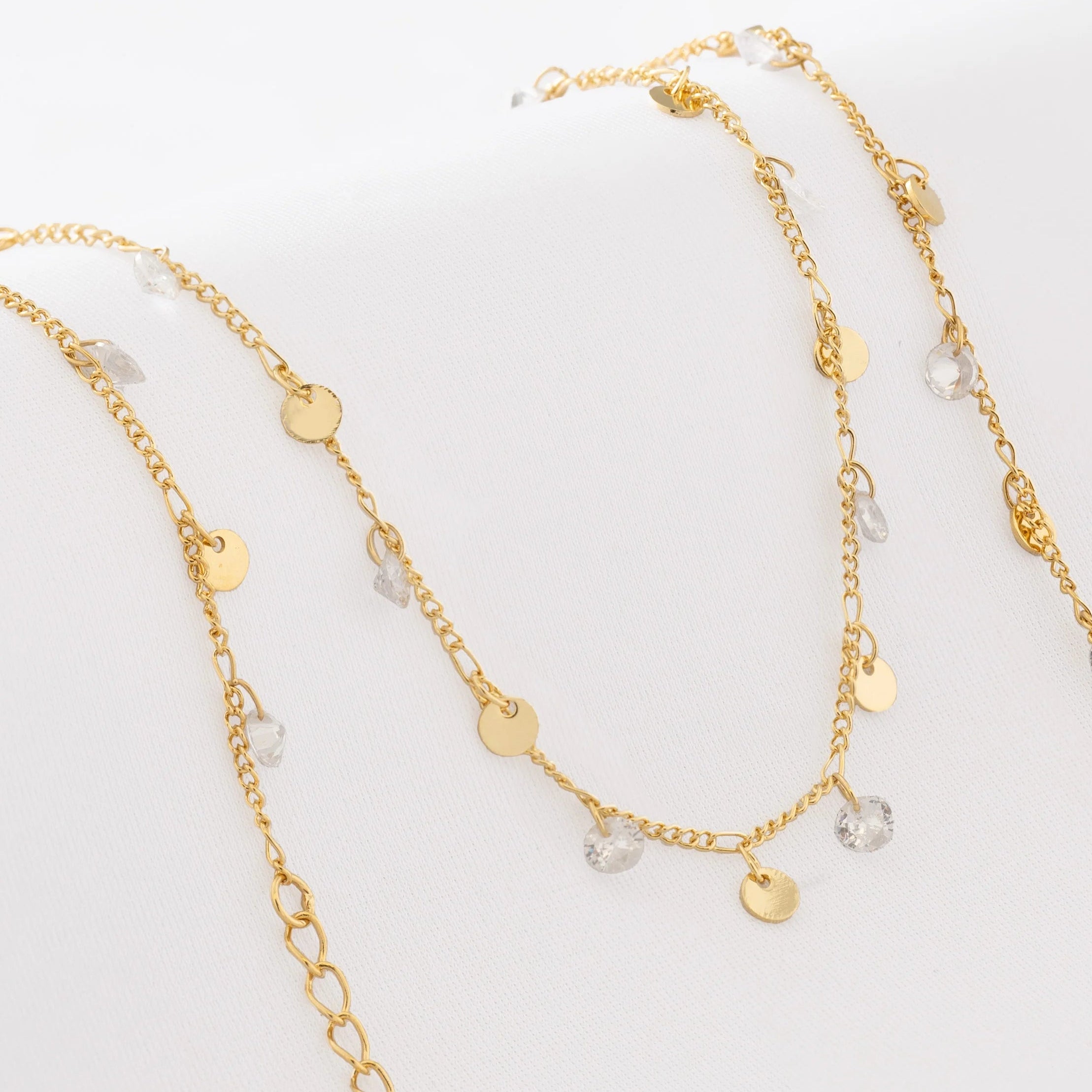 Cadena Cubana circonias 45 cm + extensor 5 cm