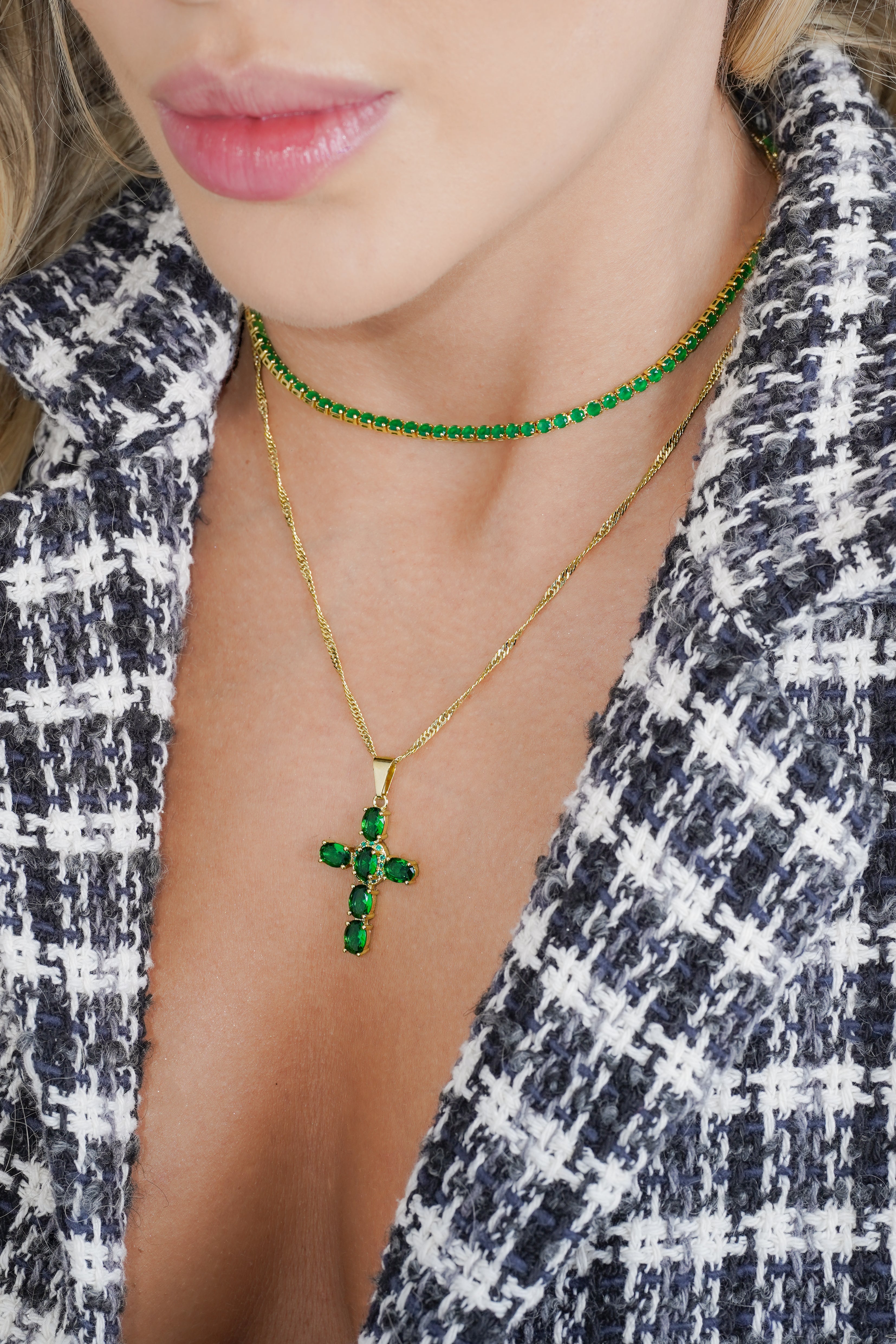 Cadena Tennis Verde 45 cm + extensor